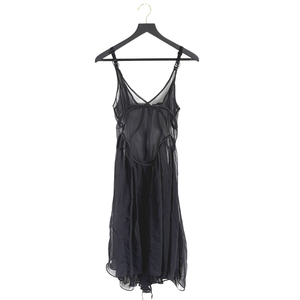 Unbranded Black Sheer Chiffon Wimsygoth Punk Trim Silk Mini Dress Womens Small